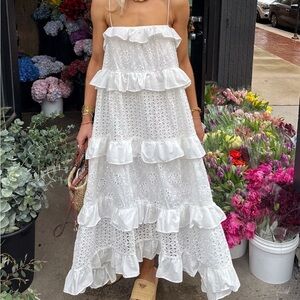 ASOS White Strapless Ruffle Dress